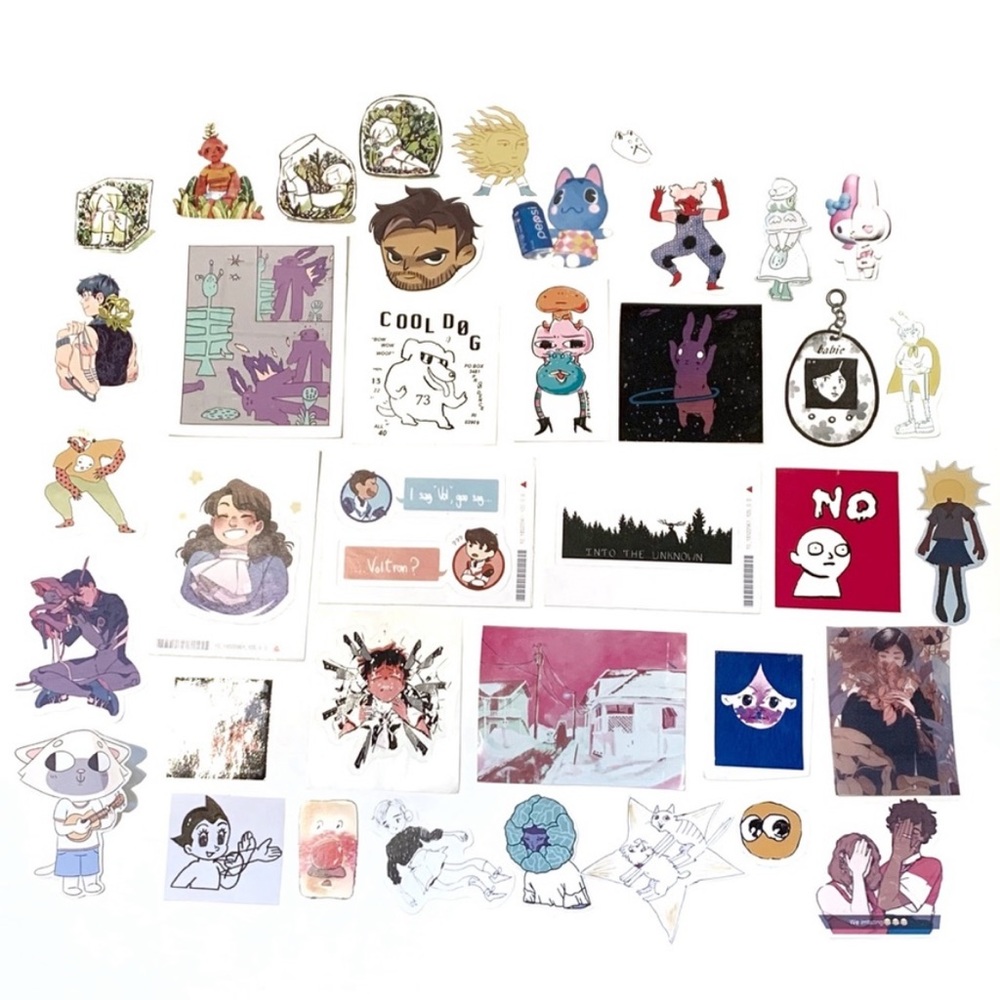 Lot of 37 Large Device and Scrapbooking Stickers Eccentric Anime Cartoon Unique